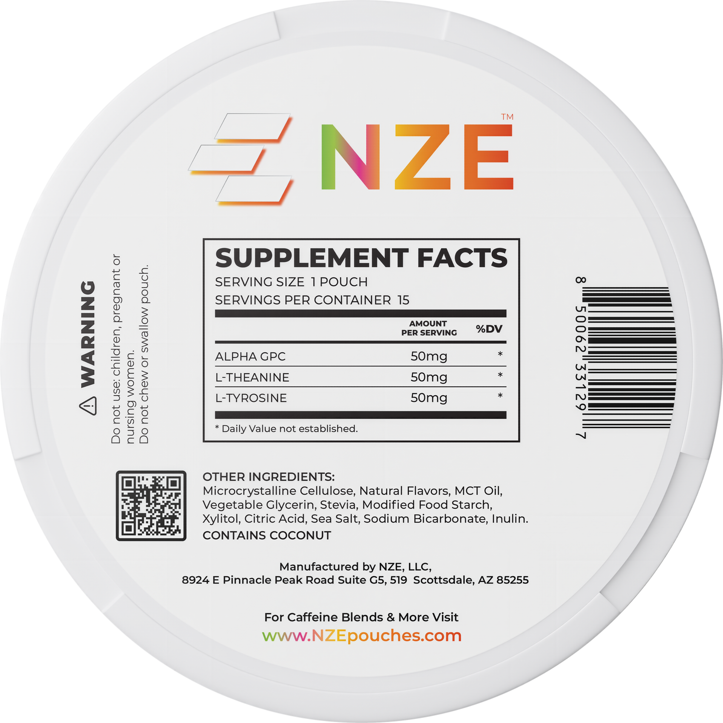 NZE Caffeine Nootropic Pouches 5 Pack