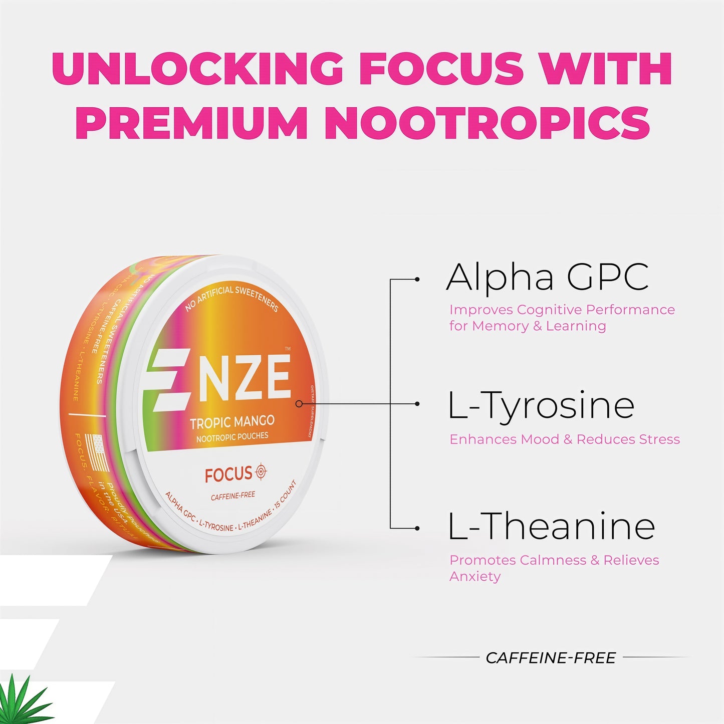 NZE Caffeine Nootropic Pouches 5 Pack